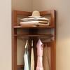 Hhaoran-9863 Standing Coat Rack Solid Wood Corner Floor Coat Rack Floor Bedroom Clothes Rack Multifunctional Storage Rack Entryway Coat Hanger(Gris) view 4