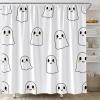 ABONAN White Ghost Shower Curtain Cute Spooky Halloween Horror Cartoon Kids Fabric Bathroom Curtain Decor Bath Set with Hooks(47" WX70 H) view 1