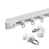 Adhesive Curtain Track Glider Ceiling or Side Mount Curtains Rail No Drill Drapery Curtain Single Tracks System for Bathroom, Kitchen, Garderobe, Balcony(White-Side,3.3 ft) view 1