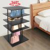 4-Tier Rotating Shoes Stands Rotatable Shoe Storage Cabinet Freestanding Shoes Cabinet Spinning Vertical Shoe Organizer Racks for Boots (Black/4-Tier) view 2