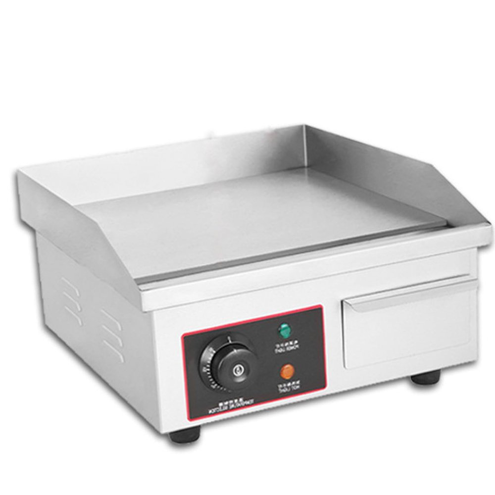 JOMRTS 1500W Commercial Electric Countertop Griddle Stainless Steel Flat Top Grill Hot Plate BBQ Non-Stick Flat Large Countertop Griddle for Restaurant Steak Pancake Kitchen