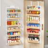 6-Tier Over The Door Pantry Organizer, Heavy-Duty Metal Wall Mount or Hanging Spice Rack, behind the door storage Shelves with Adjustable Basket, Back of Door Organizer for Kitchen Cabinet and Closet view 1