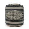Diamond Handcrafted Fabric Cylindrical Pouf, Beige and Dark Grey view 2