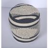 Diamond Handcrafted Fabric Cylindrical Pouf, Beige and Dark Grey view 4