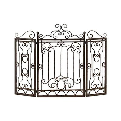 3-Panel 3547in Wrought Iron Fireplace Safety Screen, Vintage Outdoor Safeguard Cover with Metal MeshGuard Cover