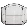 Folding Fireplace Screen 3 Panel Arched Top Design, Small Fire Place Guard Wood Burner Door Iron Black Security Safety Guard view 4