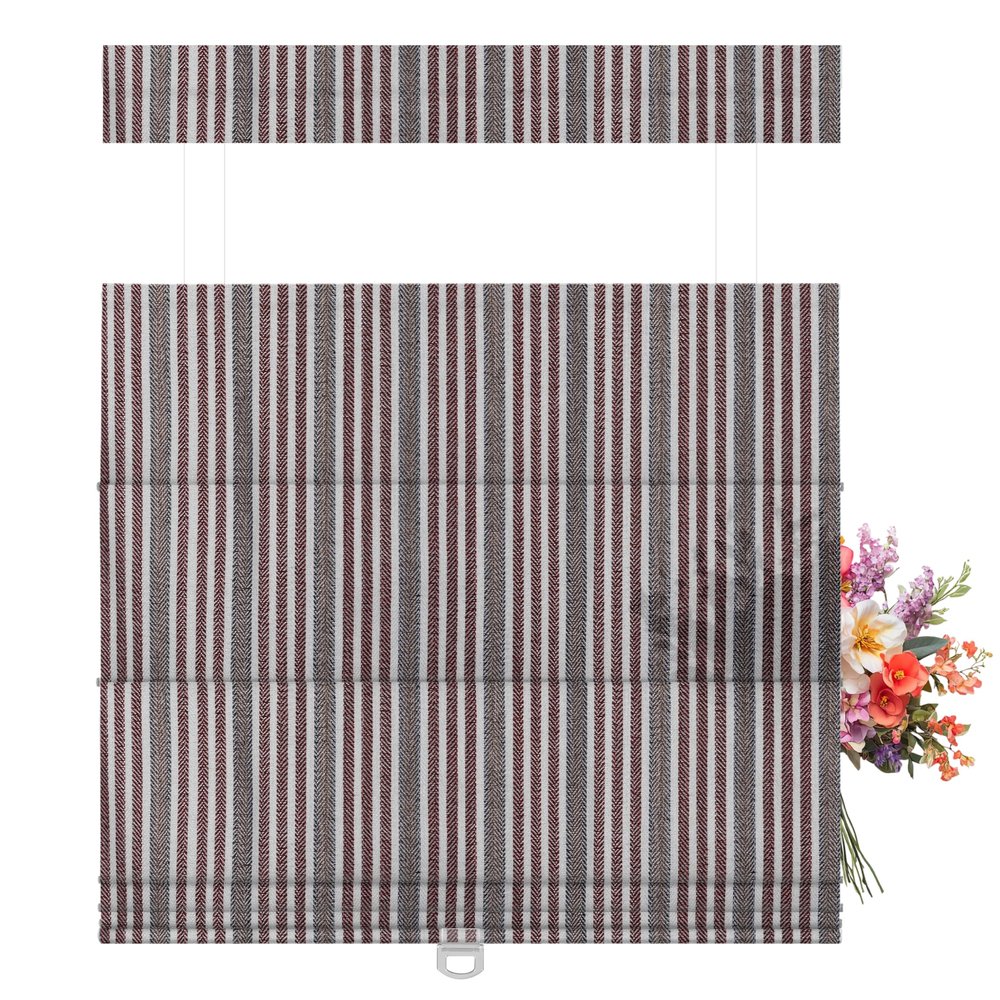 DOING-X Top Down Bottom Up Roman Shades for Windows,Classic Stripe Custom Roman Blinds,UV Protection,Privacy Window Shades,Easy to Install,70% Blackout Red Pinstriped,68" W x 36" H