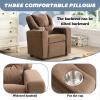 Anwick 2-in-1 Kids Recliner Chair with Cup Holder, Velvet Upholstered Single Sofa with Adjustable Footrest & Backrest, Toddler Recliners for Boys and Girls (Brown) view 3