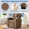 Anwick 2-in-1 Kids Recliner Chair with Cup Holder, Velvet Upholstered Single Sofa with Adjustable Footrest & Backrest, Toddler Recliners for Boys and Girls (Brown) view 4