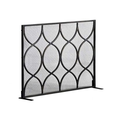 Fireplace Screen,Decorative Iron Single Panel FireGuard Gate w/Metal Mesh,Rustproof Solid Free Standing Fire Screen for Baby o