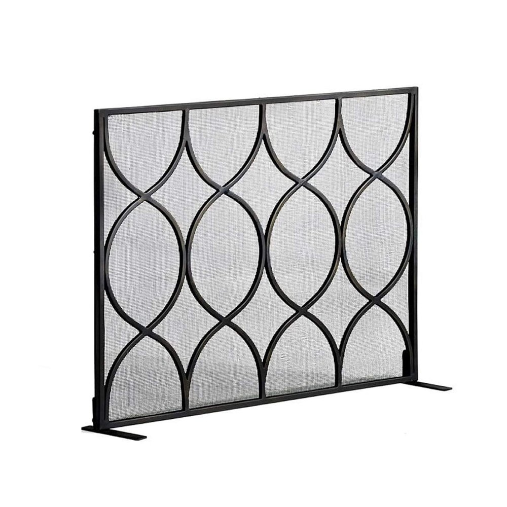 Fireplace Screen,Decorative Iron Single Panel FireGuard Gate w/Metal Mesh,Rustproof Solid Free Standing Fire Screen for Baby o