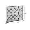 Fireplace Screen,Decorative Iron Single Panel FireGuard Gate w/Metal Mesh,Rustproof Solid Free Standing Fire Screen for Baby o view 2