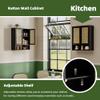 vovala Bathroom Wall Cabinet, Bamboo Over-The-Toilet Storage Organizer with 2 Rattan Doors and Adjustable Shelf, Space Saver Medicine Cabinet for Laundry, Kitchen, Living Room (Black) view 3