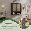 vovala Bathroom Wall Cabinet, Bamboo Over-The-Toilet Storage Organizer with 2 Rattan Doors and Adjustable Shelf, Space Saver Medicine Cabinet for Laundry, Kitchen, Living Room (Black) view 4