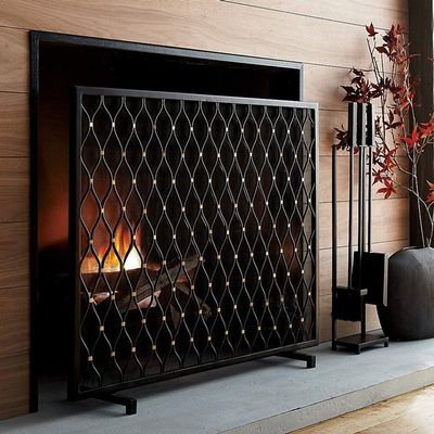 Black Fireplace Screen - Superior Heavy Quality Fire Guard/Stove Screen for Indoor Outdoor Baby Pet Safe Protection