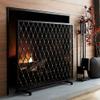 Black Fireplace Screen - Superior Heavy Quality Fire Guard/Stove Screen for Indoor Outdoor Baby Pet Safe Protection view 1