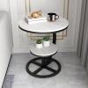 2-Tier Circle Coffee Table, Small End Table, Modern Round Side Tables, Modern Center Accent Table, Sturdy Metal Frame, for Living Room, Bedroom, Office(Black) view 1