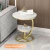 2-Tier Circle Coffee Table, Small End Table, Modern Round Side Tables, Modern Center Accent Table, Sturdy Metal Frame, for Living Room, Bedroom, Office(Black) view 4