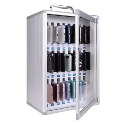 Cell Phone Storage Box 24/36/48/60 Slots Aluminum Alloy Phone Storage Box Classroom Organizer Mobile Device Display Rack for Office Home Use(24)