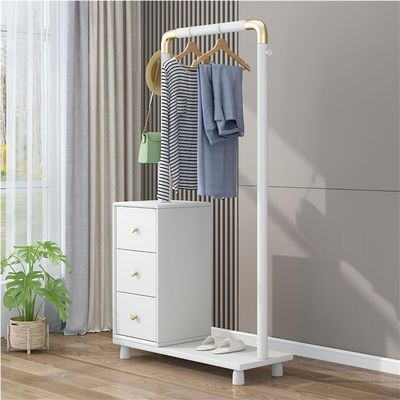 GHuBafy Solid Wood Hall Tree with Coat Rack and Shoe Storage, Entryway Furniture with Hanging Bar, Blanket Stand, Corner Clothes Rack for Bedroom, Apartment or Living Room(White)