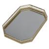 Mirror Tray Tea, Style Iron Large Decorative Geometric Table Trays Dinner Serving Shape Side Makeup for Bathroom Home Plate Fruit Retro Gold view 1