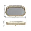Mirror Tray Tea, Style Iron Large Decorative Geometric Table Trays Dinner Serving Shape Side Makeup for Bathroom Home Plate Fruit Retro Gold view 3