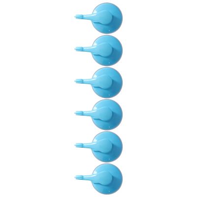 6PCS Powerful Suction Cup Wall Hooks, Towel Hooks, Plastic Hanger for Kitchen & Bathroom (Blue)