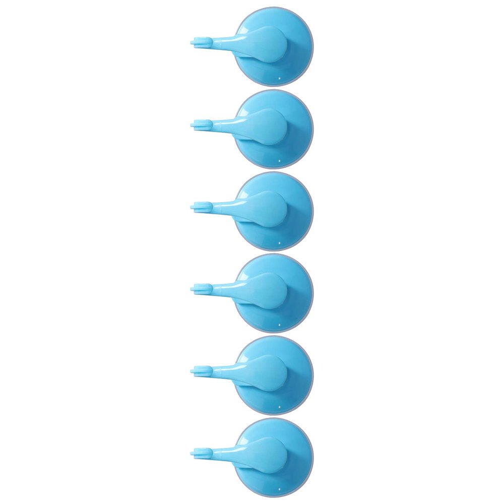 6PCS Powerful Suction Cup Wall Hooks, Towel Hooks, Plastic Hanger for Kitchen & Bathroom (Blue)
