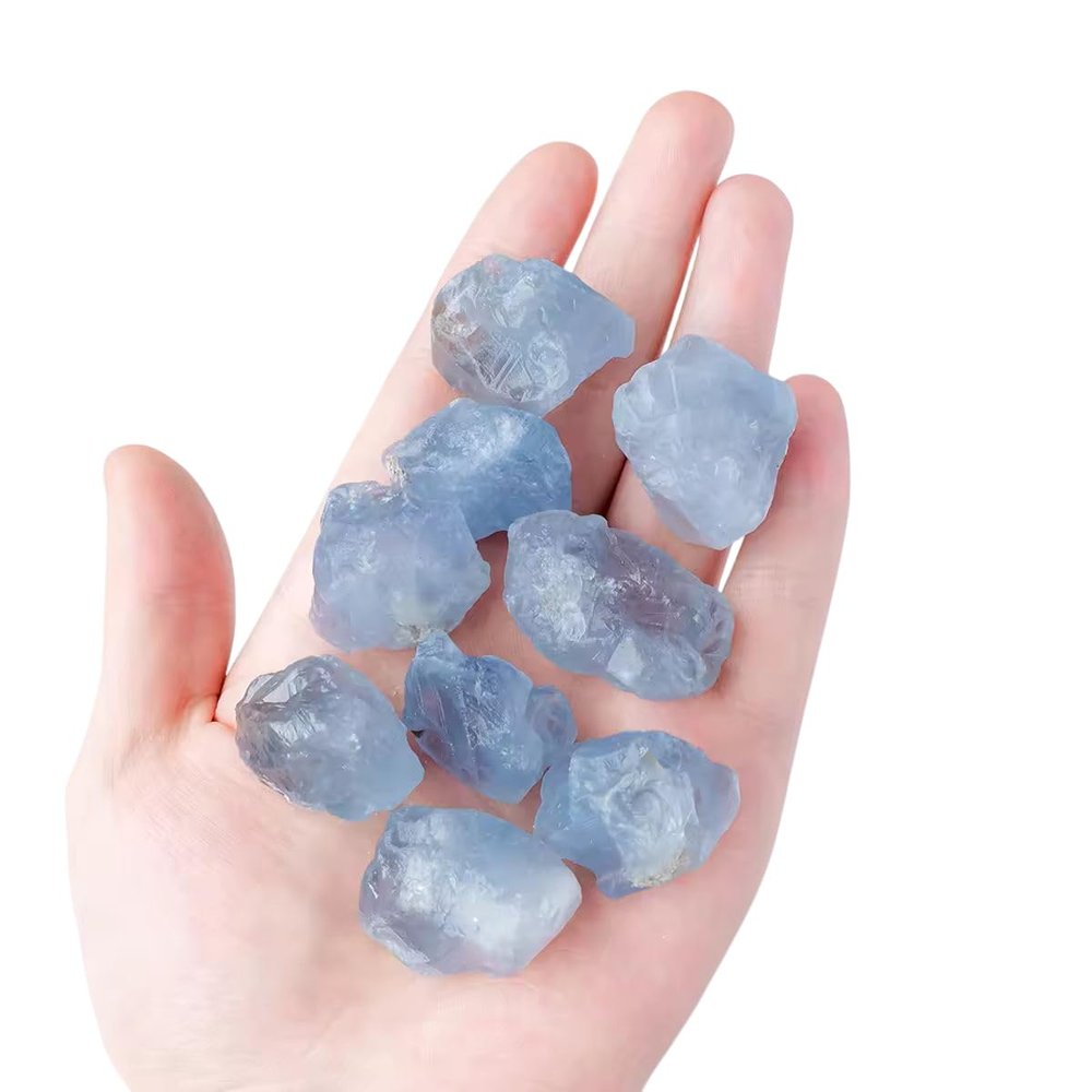 50g Bag Natural Rough Blue Celestite Geode Raw Quartz Mineral Tumbles for Home Decoration and Collection