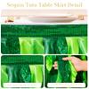 17Ft Gradient Green Sequin Table Skirt for Rectangle or Round Tables,Ruffled Hawaiian Grass Table Skirts for Party,Curly Willow Tutu Table Cloth for Jungle Luau Tropical Theme Baby Show,Birthday view 3
