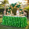 17Ft Gradient Green Sequin Table Skirt for Rectangle or Round Tables,Ruffled Hawaiian Grass Table Skirts for Party,Curly Willow Tutu Table Cloth for Jungle Luau Tropical Theme Baby Show,Birthday view 4