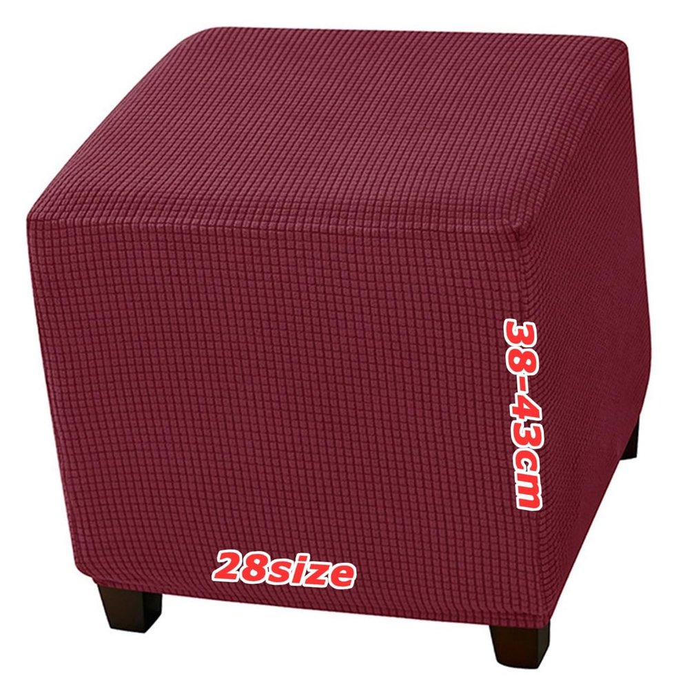Ottoman Slipcover Foot Stool Covers Pouffe Footstool Slip Cover, Stretch Soft Fit, Velvet Jacquard, Elastic Bottom, Washable Customizable, Removable Furniture Protector for Living(1980,80 x 80 cm 31 x