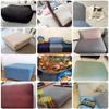 Ottoman Slipcover Foot Stool Covers Pouffe Footstool Slip Cover, Stretch Soft Fit, Velvet Jacquard, Elastic Bottom, Washable Customizable, Removable Furniture Protector for Living(1980,80 x 80 cm 31 x view 3