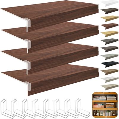 4 Pcs Wire Rack Covers for Pantry, 40x10x2.5 in PVC Wire Shelf Cover, Removable Closet Decoration Shelf Liners (Not Wood) for Kitchen Bathroom Shelving, Durable Moisture Resistant Shelves, Colors#3