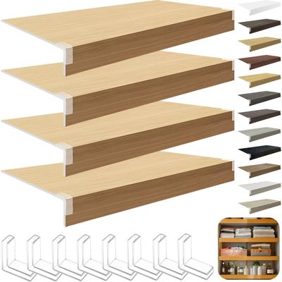 4 Pcs Wire Rack Covers for Pantry, 24x12x2.5 in PVC Wire Shelf Cover, Removable Closet Decoration Shelf Liners (Not Wood) for Kitchen Bathroom Shelving, Durable Moisture Resistant Shelves, Colors#2
