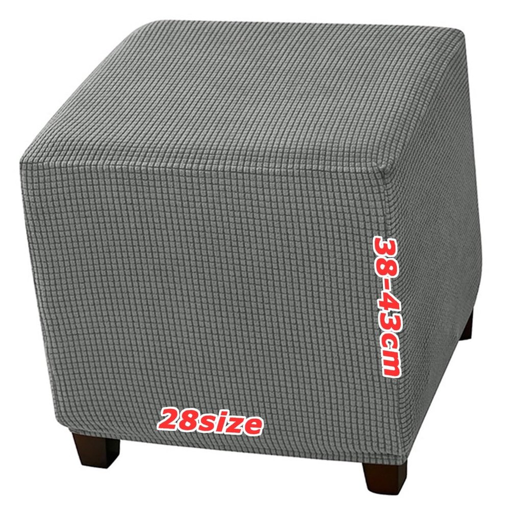 Ottoman Slipcover Foot Stool Covers Pouffe Footstool Slip Cover, Stretch Soft Fit, Velvet Jacquard, Elastic Bottom, Washable Customizable, Removable Furniture Protector for Living(1990,50 x 50 cm 20 x