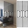 Adjustable Height Wooden Slats Divider - Stylish Floor to Ceiling Partition Screen for Teahouse, Coffee Shop, Hotel, Studio - Modern Column Decor in Black (7ft) view 1