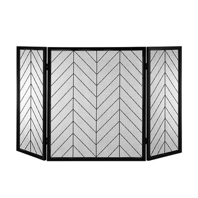 FireplaceProtection 3 Panel Large Fire Screen Mesh, Solid Wrought Ironguard Baby Safe, Foldable Fireplace Fence for Wood Burne