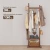 Taitiy Solid Wood Coat Rack, Freestanding Clothing Rack with 2 Shelves Storage & 5 Hooks, Heavy Duty Clothes Rack Stand for Hall, Bedroom, Living Room view 2