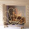 Fireplace Screen Guard,Protection Premium Single Panel Fireplace Screen Gold - Solid Wrought Iron Frame with Metal Mesh, Free StandingGuard view 1