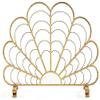 Fireplace Screen Guard,Protection Premium Single Panel Fireplace Screen Gold - Solid Wrought Iron Frame with Metal Mesh, Free StandingGuard view 2
