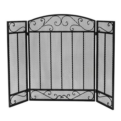 3-Panel Black Fireplace Screen with Mesh Cover, Baby/Pet Safe Fire ScreenGuard for Open Fire/Gas Fires/Log Wood Burner