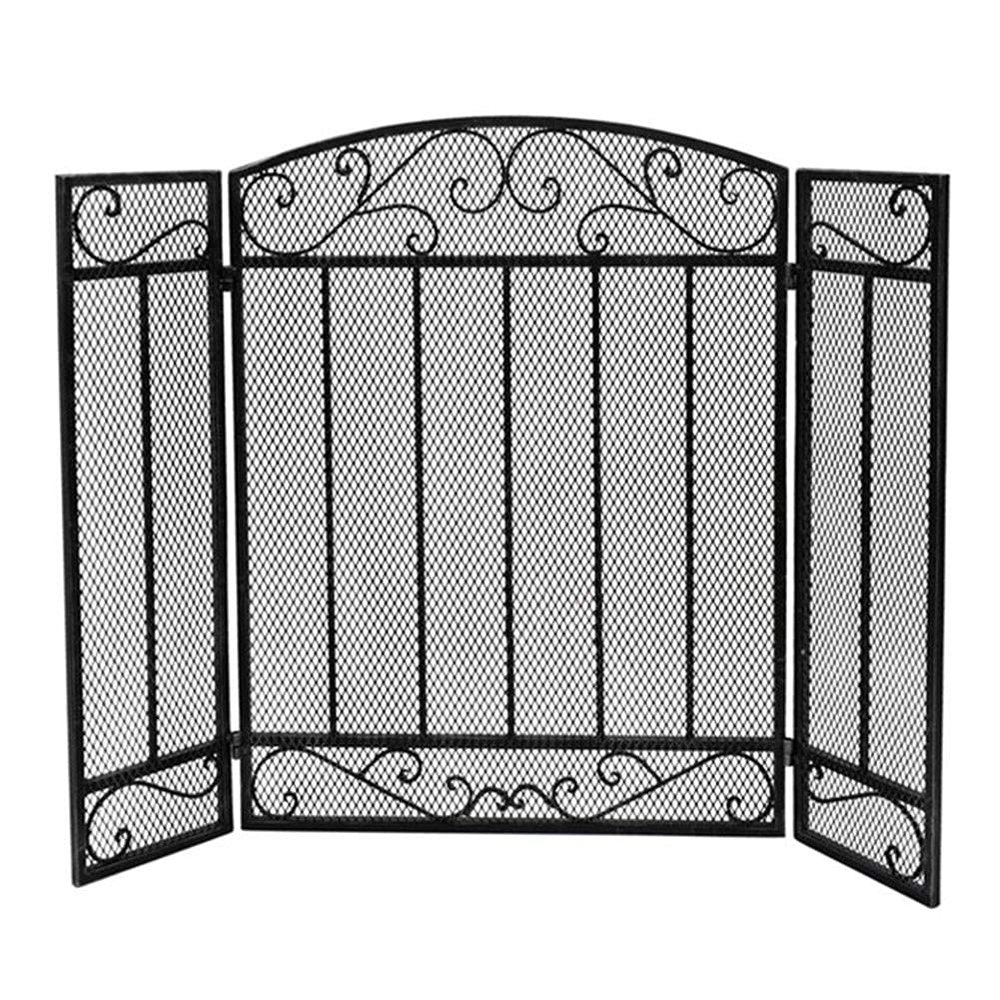3-Panel Black Fireplace Screen with Mesh Cover, Baby/Pet Safe Fire ScreenGuard for Open Fire/Gas Fires/Log Wood Burner