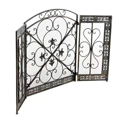 FireplacesProtection FireplaceProtection 3 Panel Heavy Duty Fireplace Screen Mesh Cover Wrought Iron, Foldable Large FireGuard