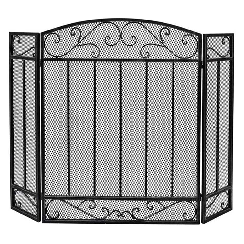 Classic Fireplace Screen 3 Panel Foldable Fire Protector SolidFire Guard Fence Indoor and Outdoor FreestandingGuard for Baby &
