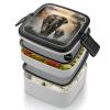 VTCTOASY Bento Box Double Layer Lunch Box with Spoon And Handle Leak-Proof All-in-One Bento Boxes for Adults Elephant in The Fog Lunch Containers Stackable Lunchbox for Dining Out Travel view 4