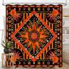 Mandala Shower Curtain, Hippie Indian Sun Moon Witchy Medallion Trippy Boho Bohemian Paisley Floral Aestheticl Orange Waterproof Fabric Bathroom Shower Curtain Set with Hooks, 72"x84" Inch view 1