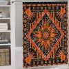 Mandala Shower Curtain, Hippie Indian Sun Moon Witchy Medallion Trippy Boho Bohemian Paisley Floral Aestheticl Orange Waterproof Fabric Bathroom Shower Curtain Set with Hooks, 72"x84" Inch view 2