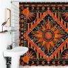 Mandala Shower Curtain, Hippie Indian Sun Moon Witchy Medallion Trippy Boho Bohemian Paisley Floral Aestheticl Orange Waterproof Fabric Bathroom Shower Curtain Set with Hooks, 72"x84" Inch view 3
