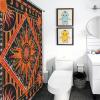 Mandala Shower Curtain, Hippie Indian Sun Moon Witchy Medallion Trippy Boho Bohemian Paisley Floral Aestheticl Orange Waterproof Fabric Bathroom Shower Curtain Set with Hooks, 72"x84" Inch view 4